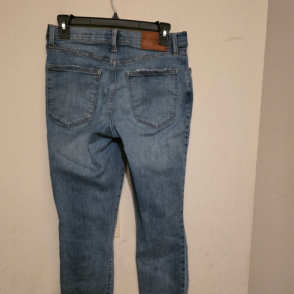 Lucky Brand MID RISE SUPER SKINNY AVA Light Blue Cropped Jeans size 10/30 A - Picture 2 of 10